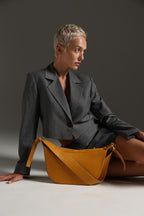 Geantă dama piele naturală Etape Croissant Grande Amber Nappa