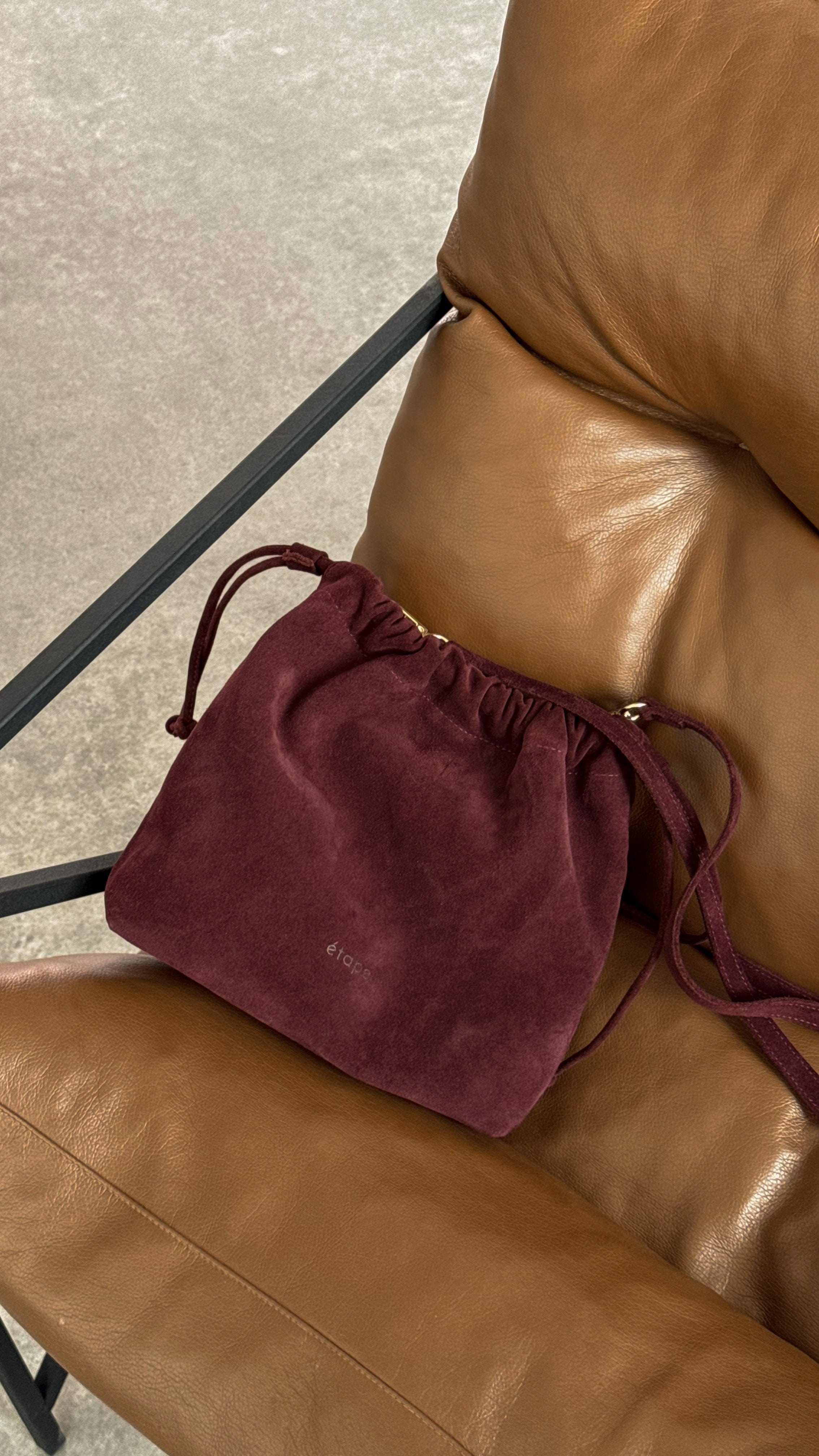 Geantă dama piele naturală de căprioară Étape Florence Suede Burgundy