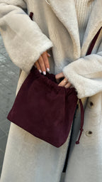 Geantă dama piele naturală de căprioară Étape Florence Suede Burgundy