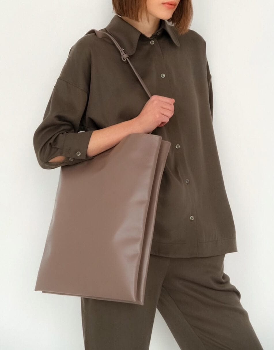 Geantă dama piele naturală Étape Grande 0011 Taupe