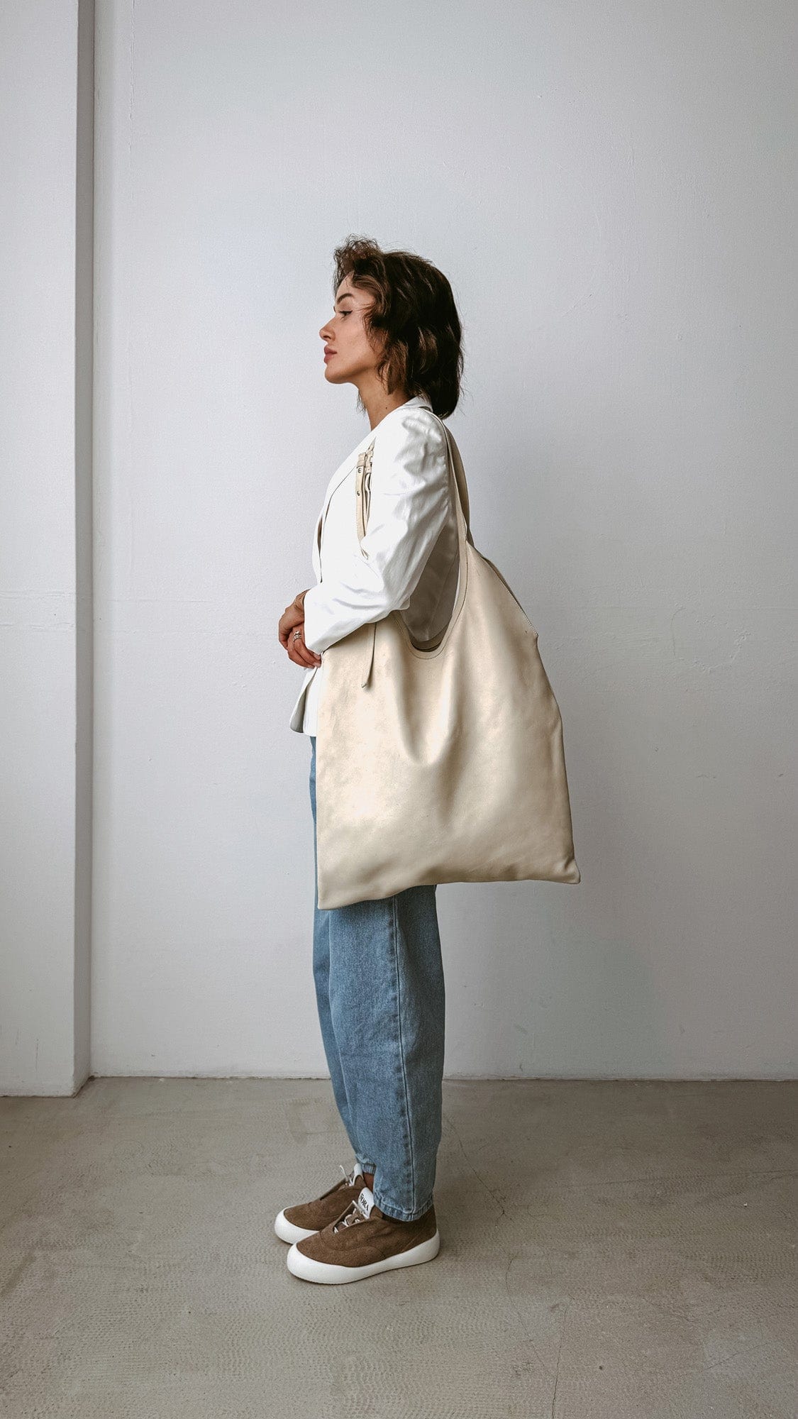 Geantă dama piele naturală Étape La Poche Grand 0017 Lait