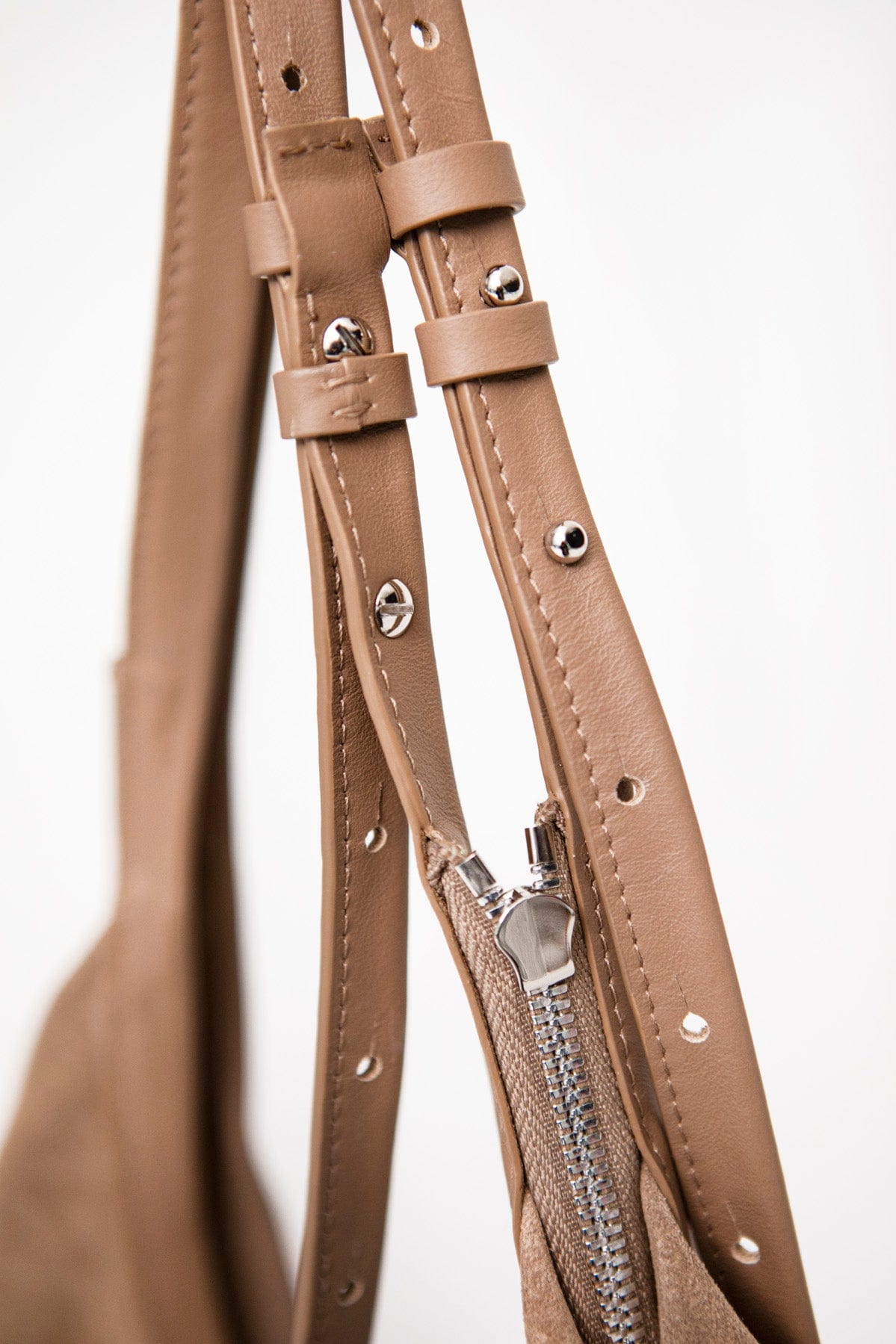 Geantă dama piele naturală de căprioară Étape La Poche Grand Suede Biscotto