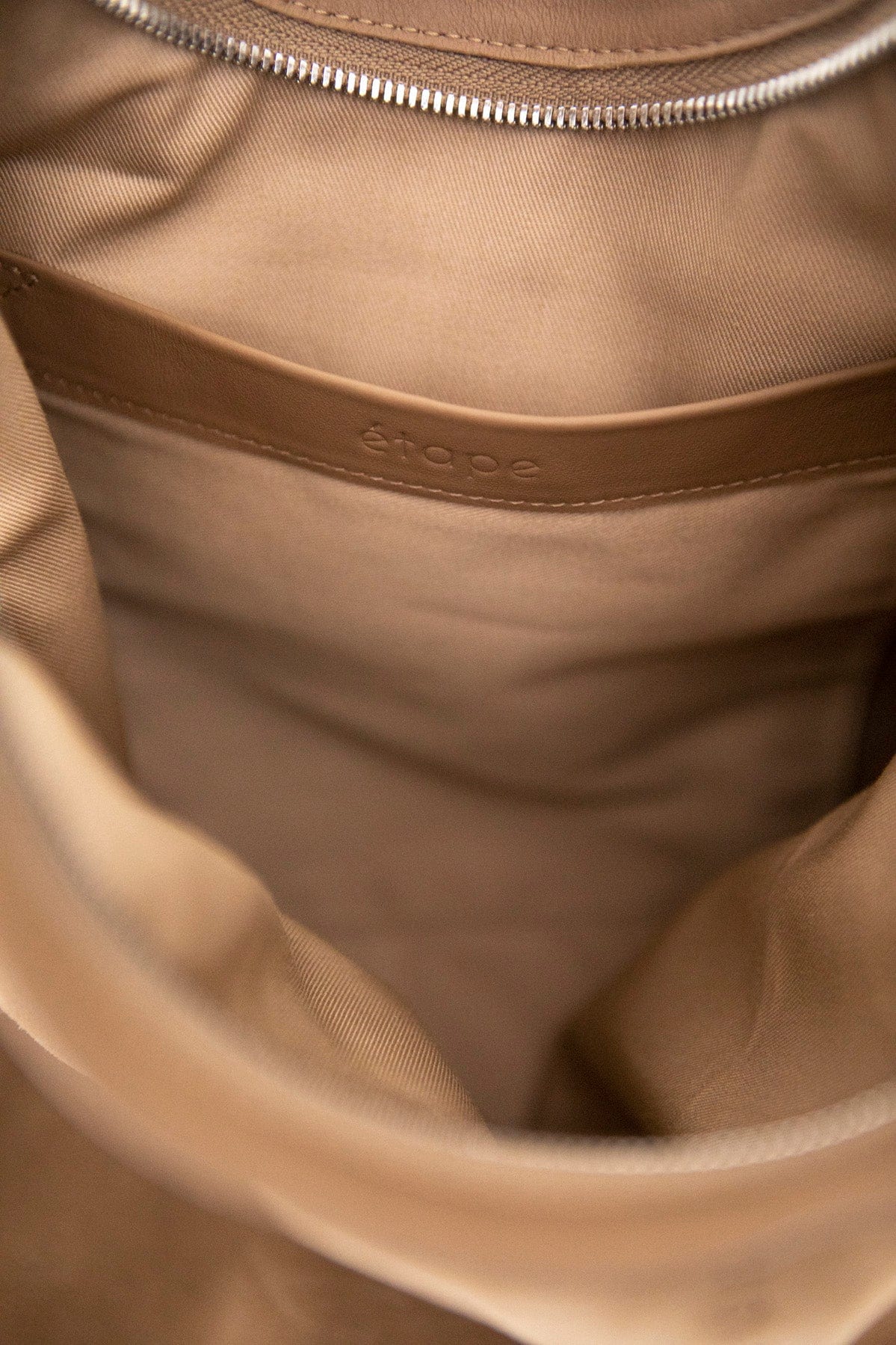 Geantă dama piele naturală de căprioară Étape La Poche Grand Suede Biscotto