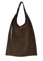 Geantă dama piele naturală de căprioară Étape La Poche Grand Suede Chocolate