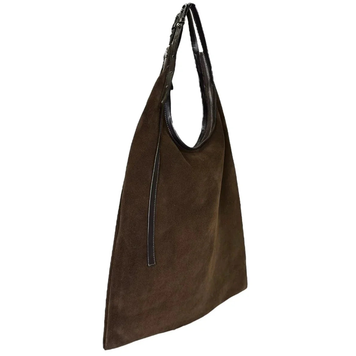 Geantă dama piele naturală de căprioară Étape La Poche Grand Suede Chocolate