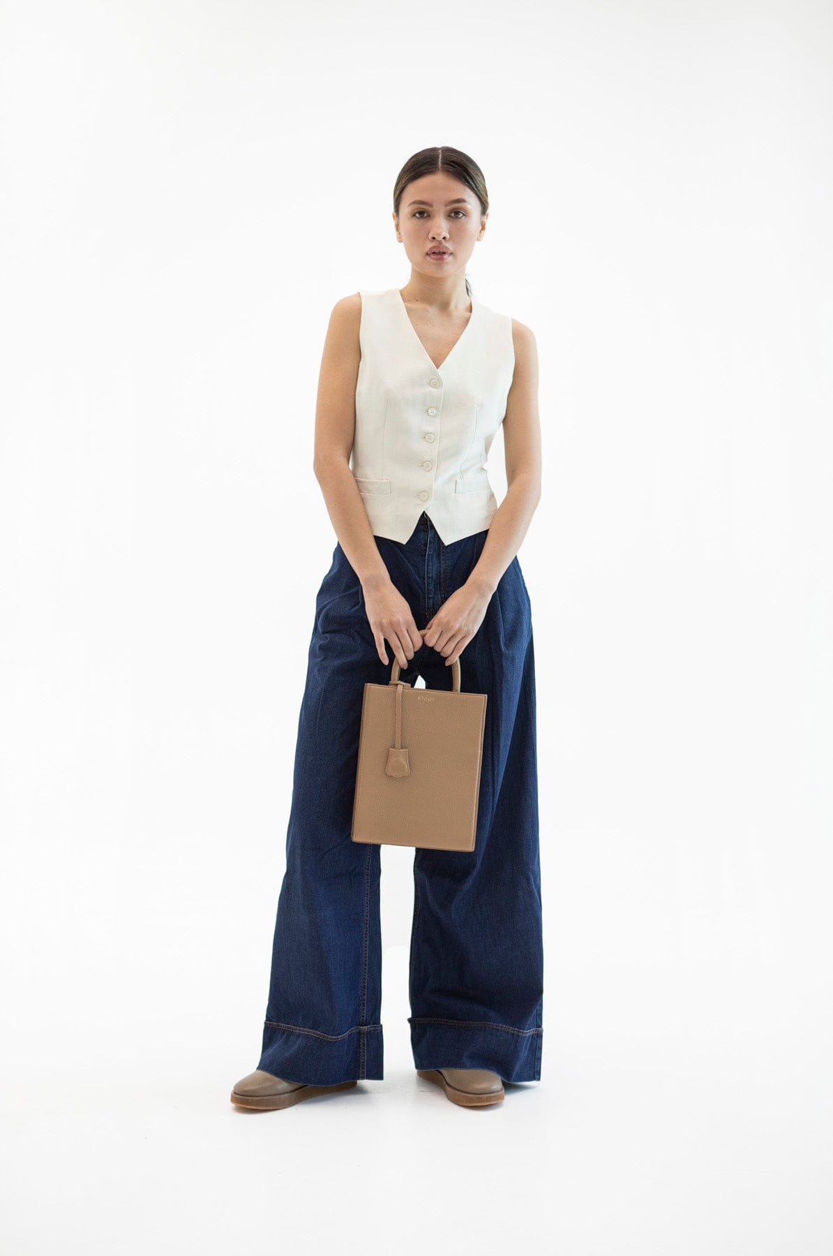 Geantă dama piele naturală Étape MAC BAG Cappuccino