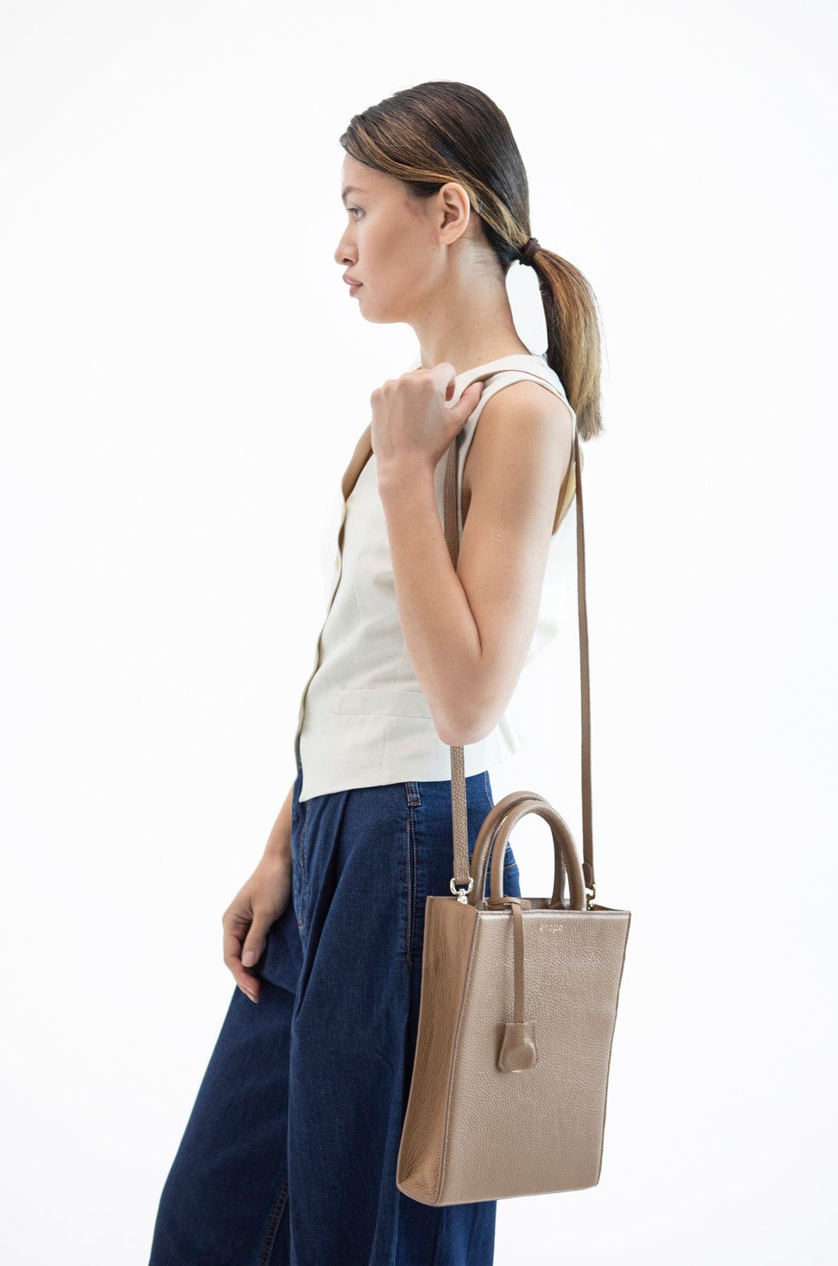 Geantă dama piele naturală Étape MAC BAG Cappuccino