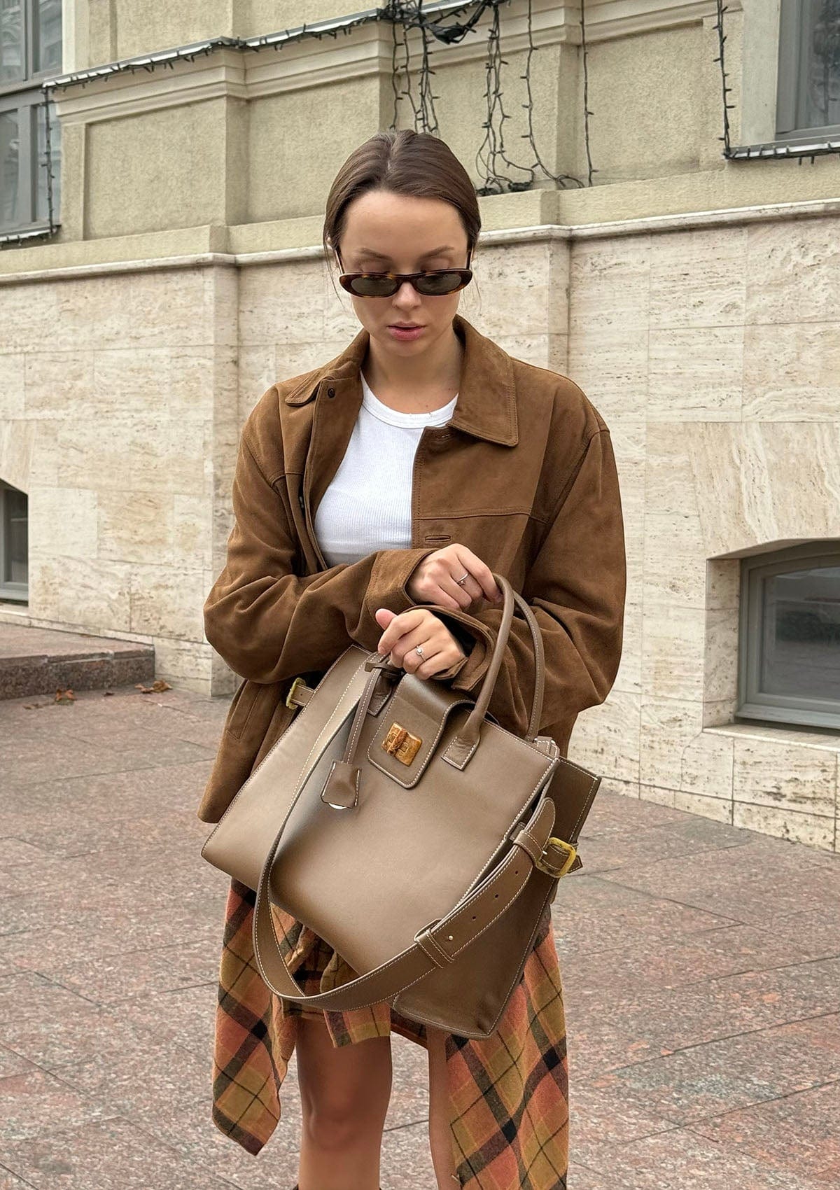 Geantă dama piele naturală Étape Milano Grande Caramel
