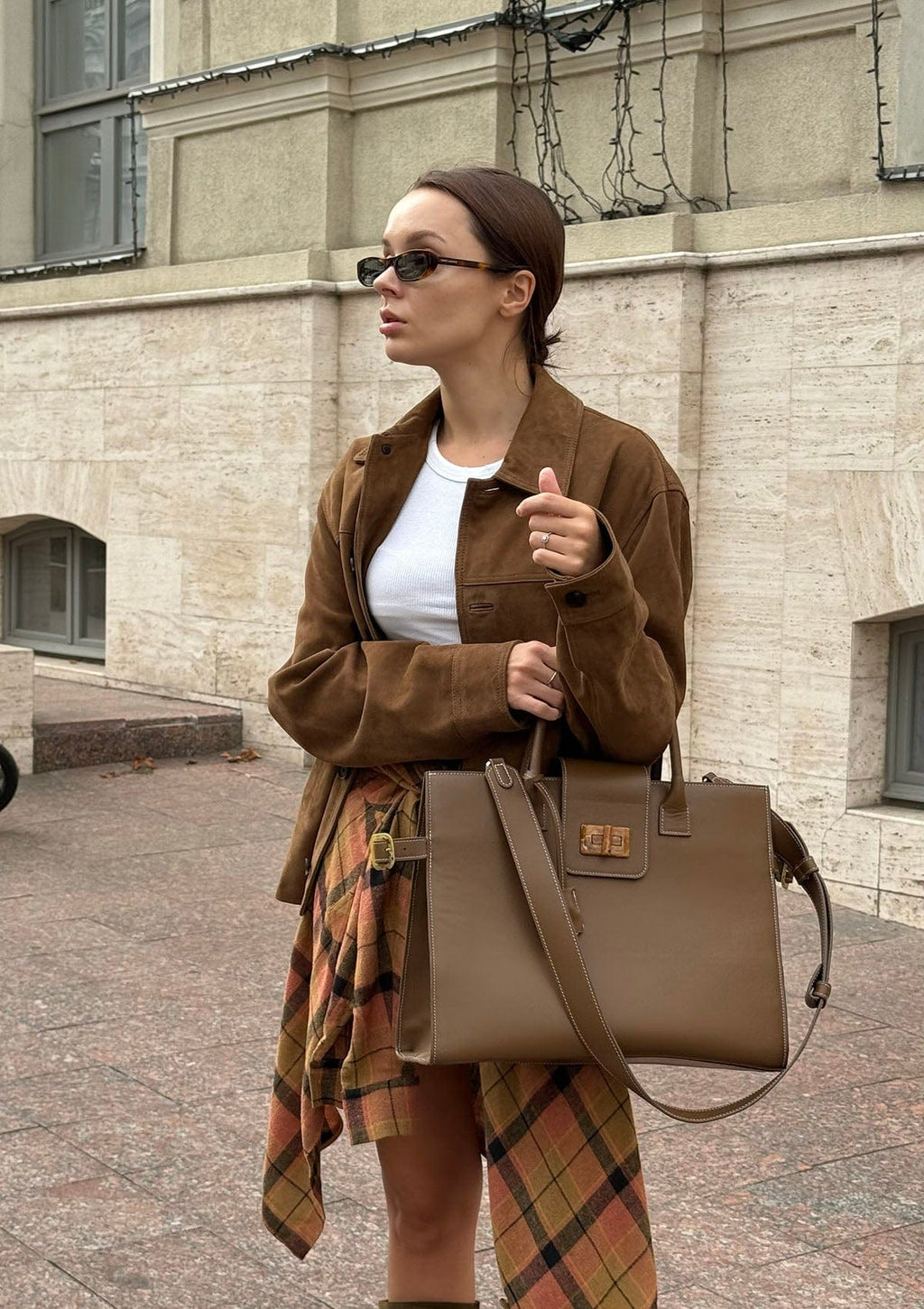 Geantă dama piele naturală Étape Milano Grande Caramel