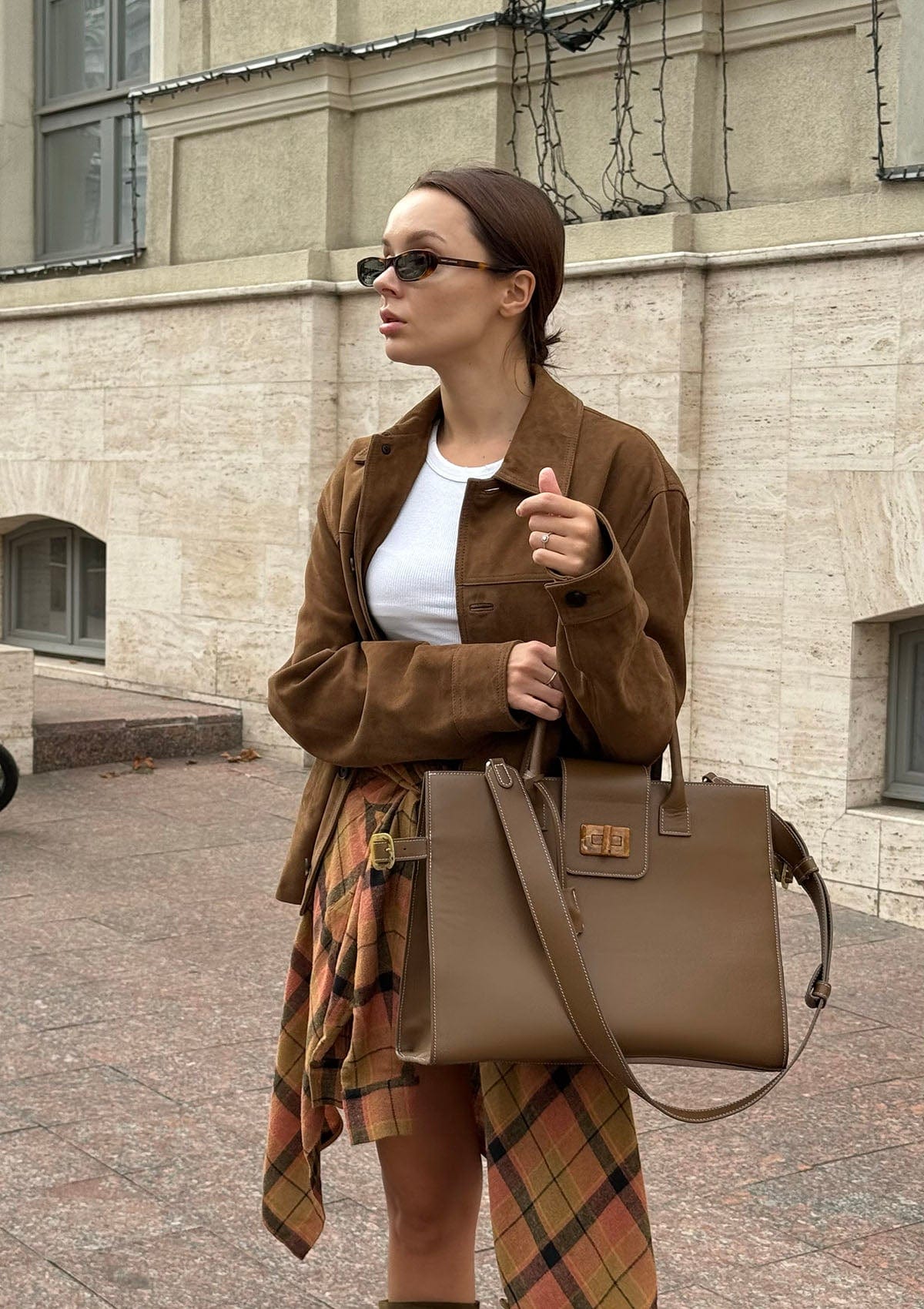 Geantă dama piele naturală Étape Milano Grande Caramel