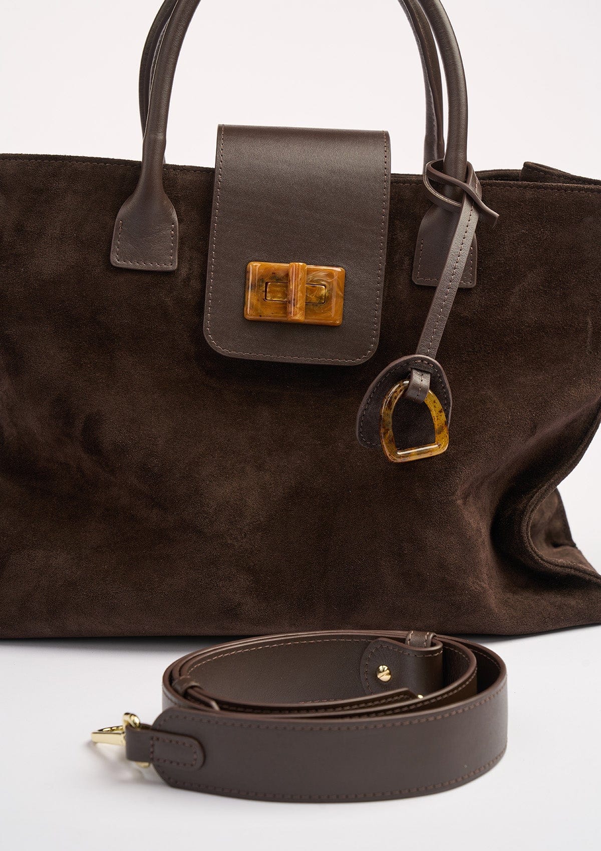 Geantă dama piele naturală de căprioară Étape Milano Grande Suede Chocolate