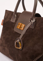 Geantă dama piele naturală de căprioară Étape Milano Grande Suede Chocolate