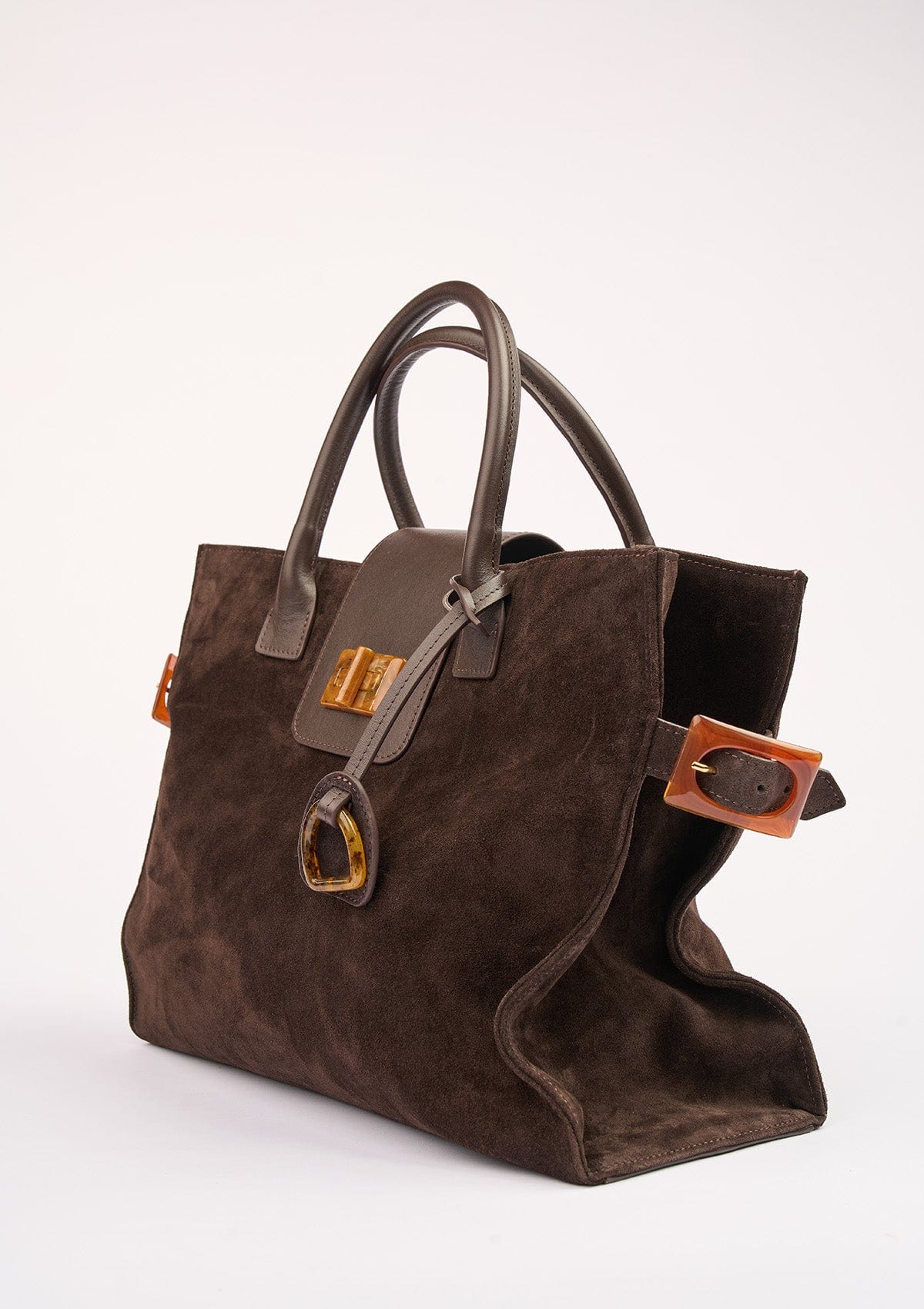 Geantă dama piele naturală de căprioară Étape Milano Grande Suede Chocolate