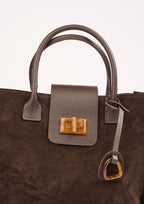 Geantă dama piele naturală de căprioară Étape Milano Grande Suede Chocolate