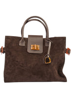 Geantă dama piele naturală de căprioară Étape Milano Grande Suede Chocolate