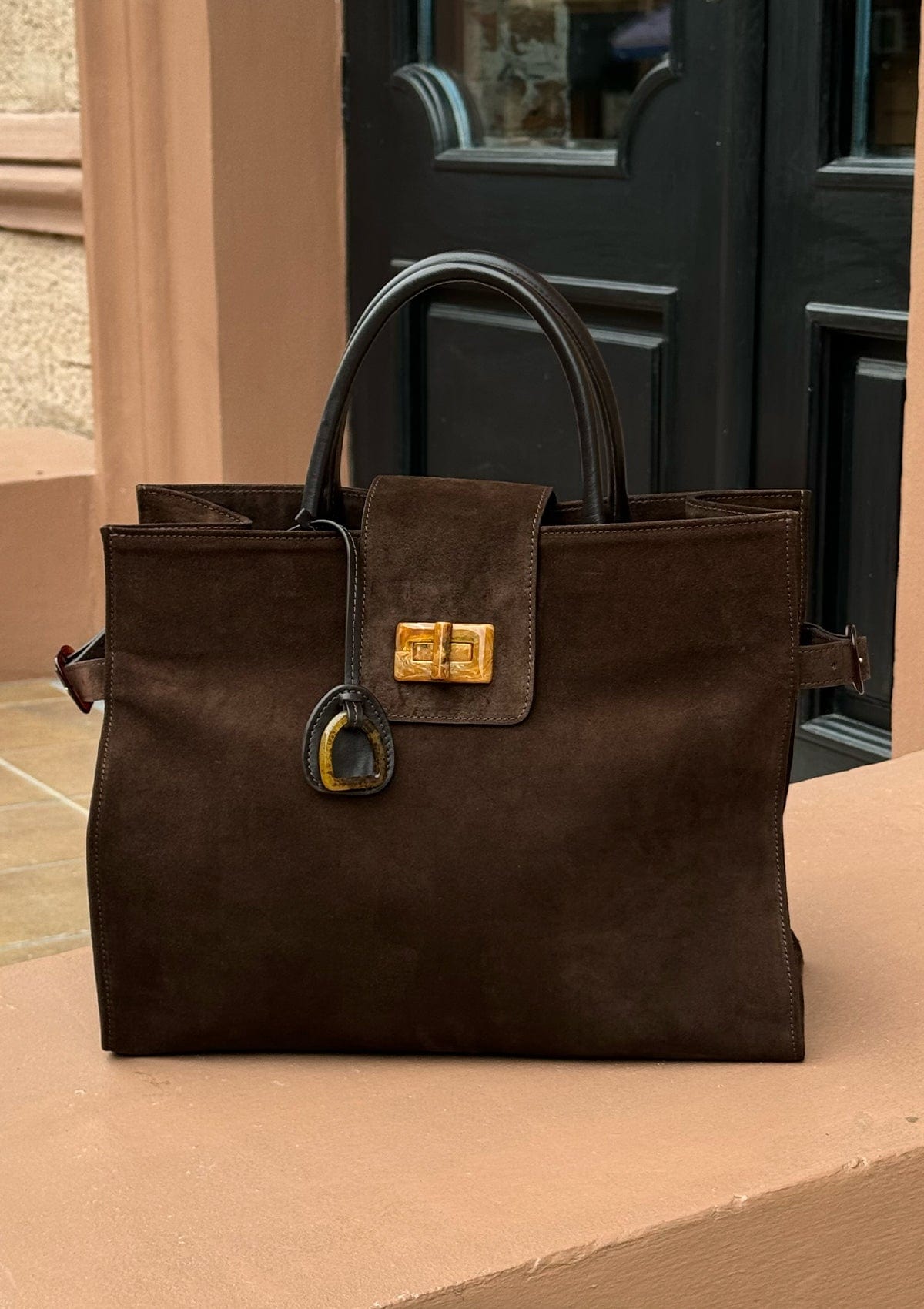 Geantă dama piele naturală de căprioară Étape Milano Grande Suede Chocolate