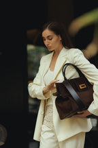 Geantă dama piele naturală de căprioară Étape Milano Grande Suede Chocolate