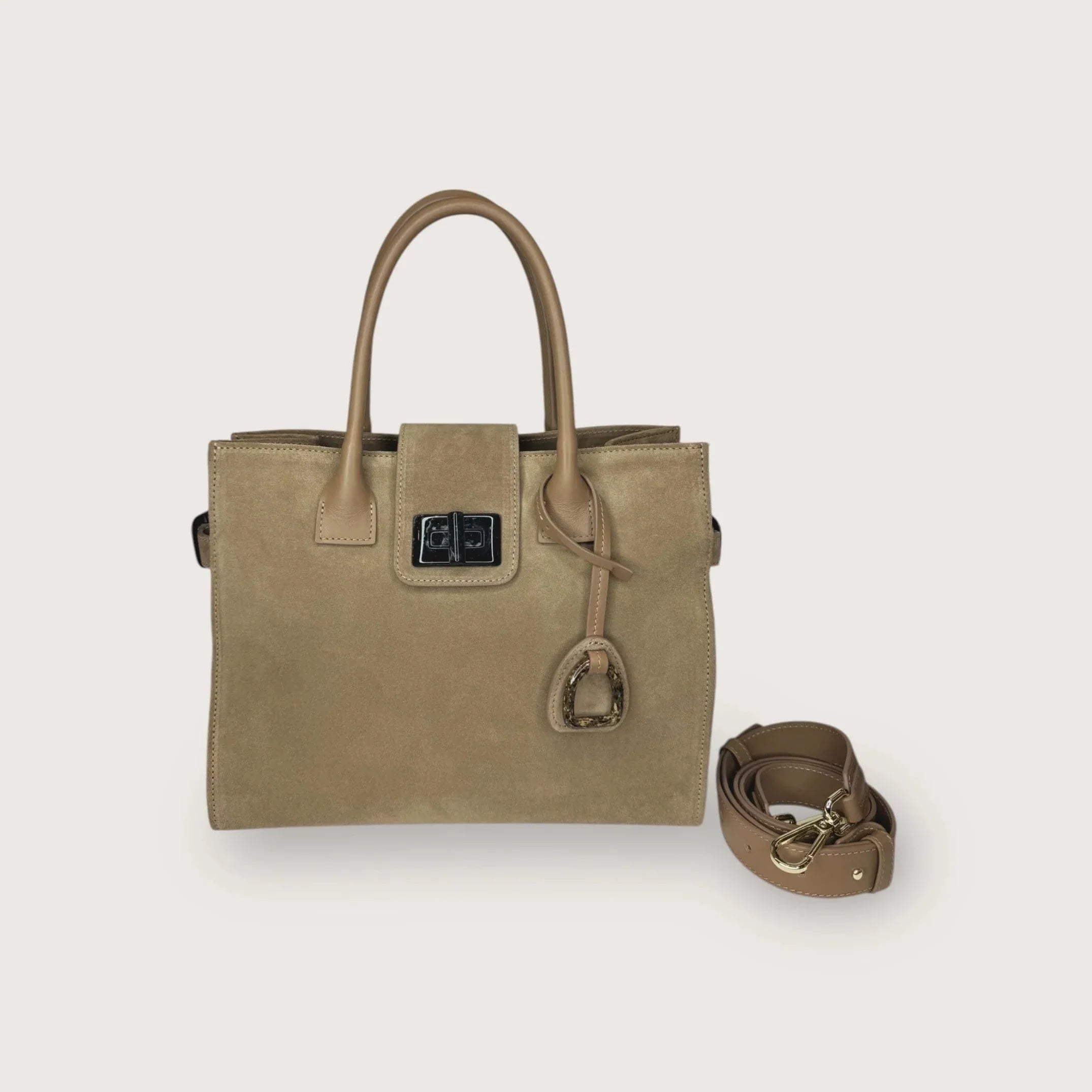 Geantă dama piele naturală de căprioară Étape Milano Piccolo Suede Biscotto