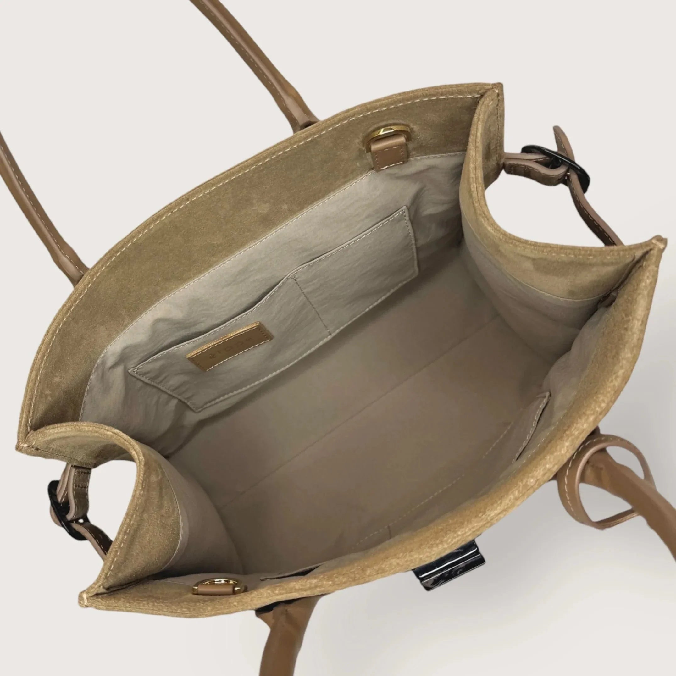 Geantă dama piele naturală de căprioară Étape Milano Piccolo Suede Biscotto