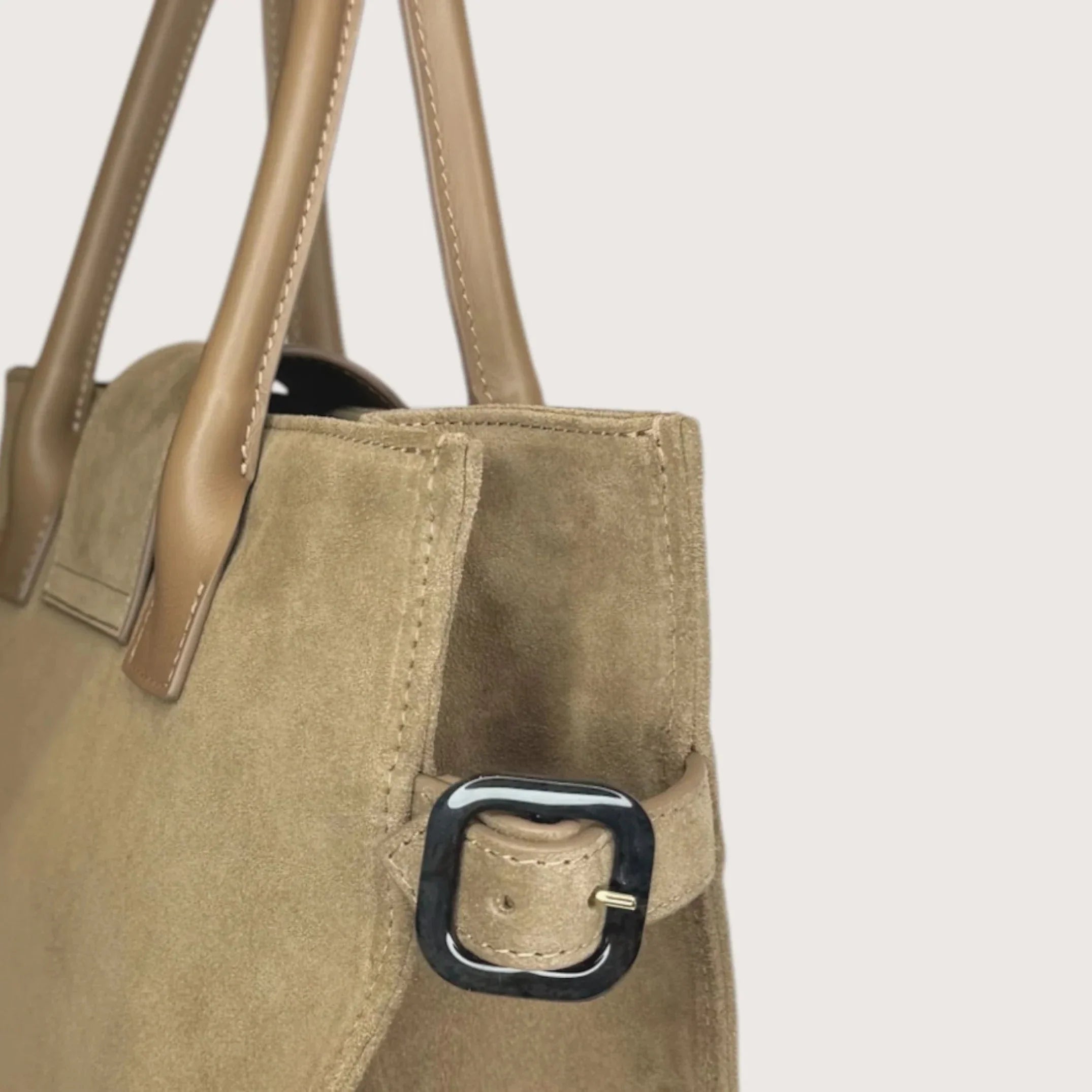 Geantă dama piele naturală de căprioară Étape Milano Piccolo Suede Biscotto