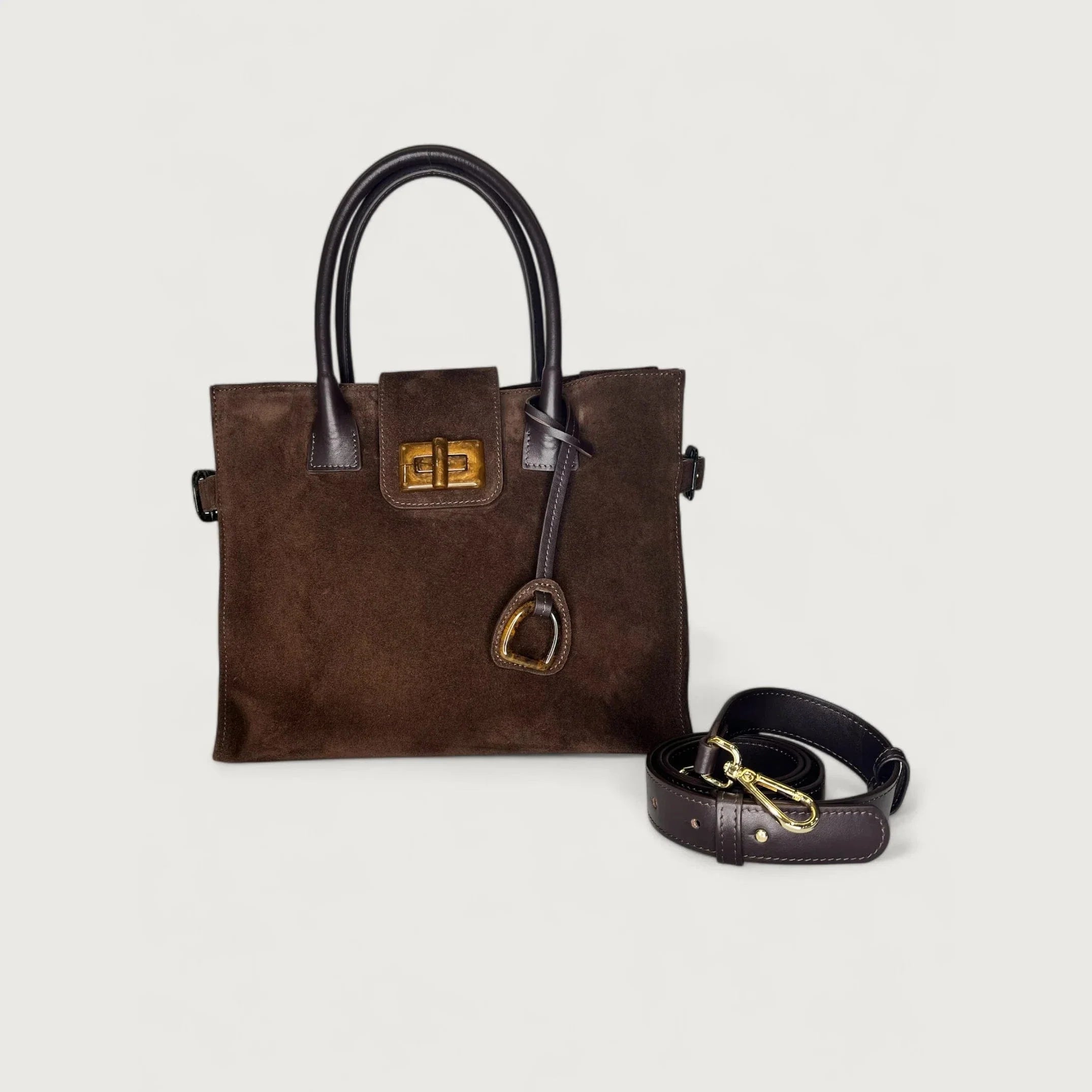 Geantă dama piele naturală de căprioară Étape Milano Piccolo Suede Chocolate