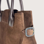 Geantă dama piele naturală de căprioară Étape Milano Piccolo Suede Chocolate