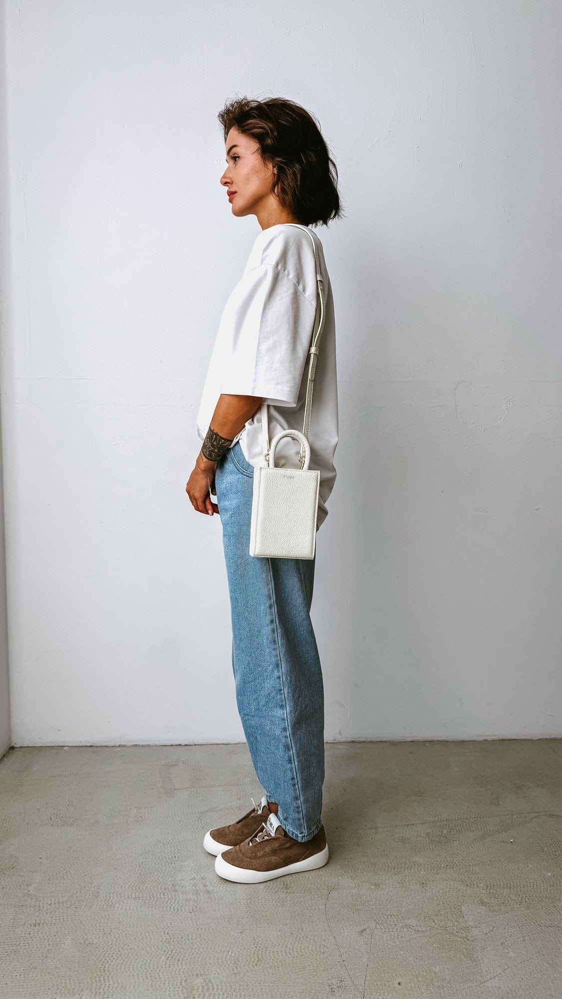 Geantă dama piele naturală Étape MIMI BAG White