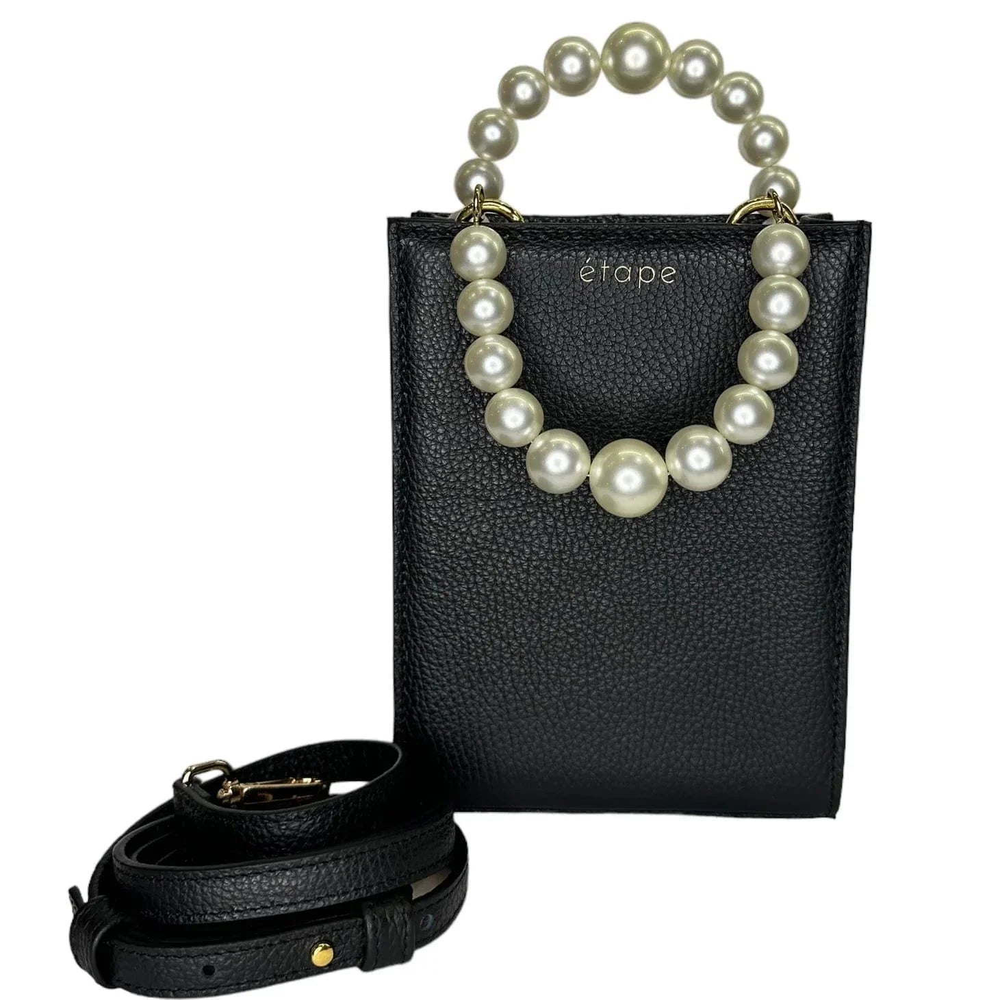 Geantă dama piele naturală Étape MIMI MAX Pearl Black