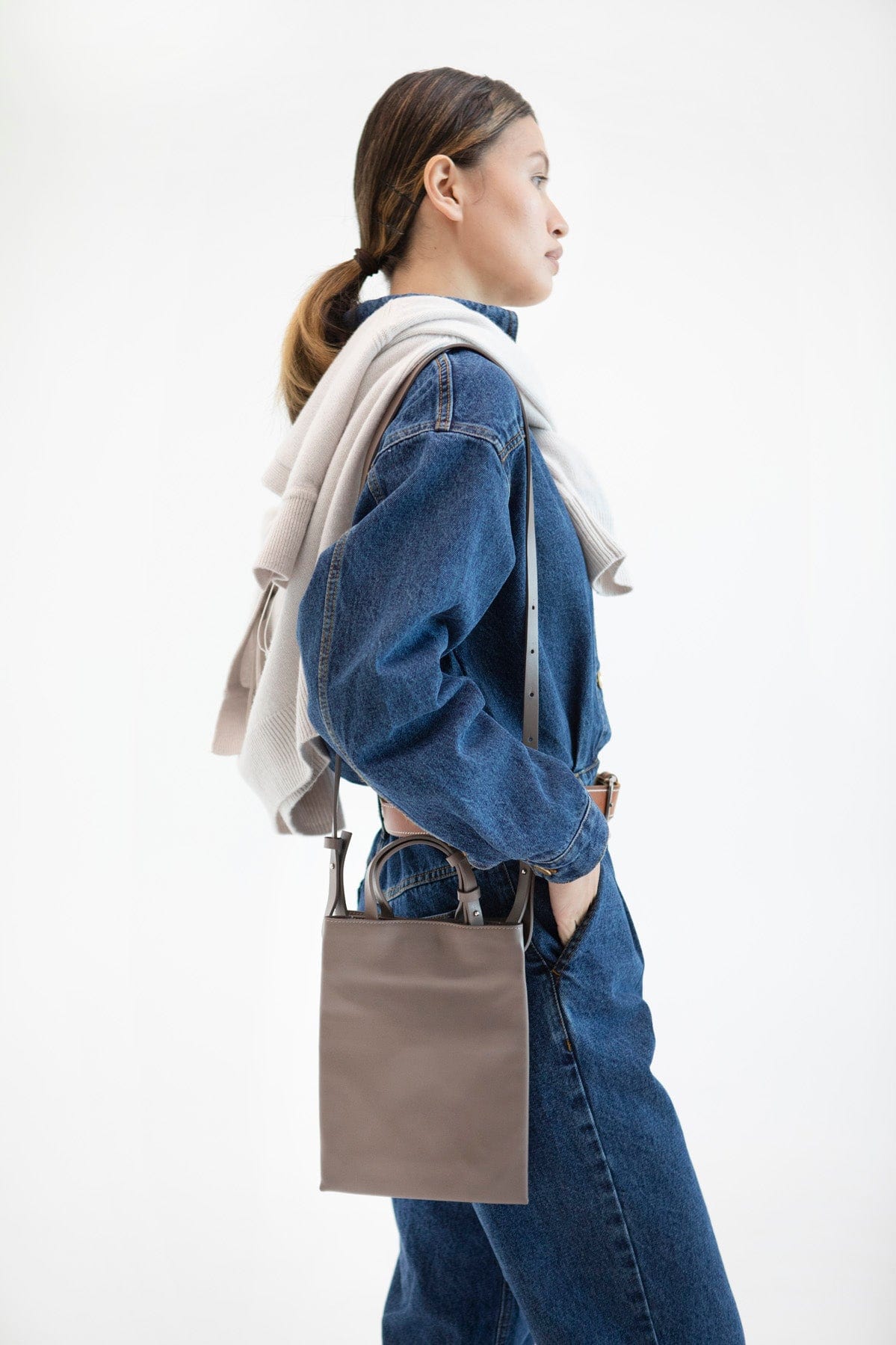 Geantă dama piele naturală Étape Petite 0027 Taupe