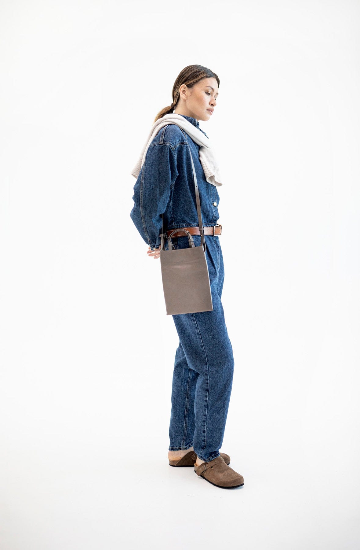 Geantă dama piele naturală Étape Petite 0027 Taupe