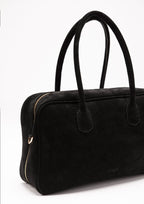 Geantă dama piele naturală de căprioară Étape Roma Black Suede