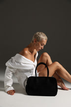 Geantă dama piele naturală de căprioară Étape Roma Black Suede