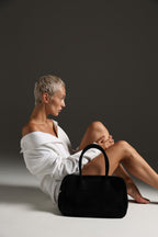 Geantă dama piele naturală de căprioară Étape Roma Black Suede