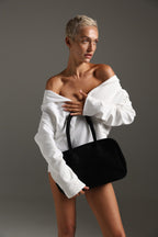 Geantă dama piele naturală de căprioară Étape Roma Black Suede