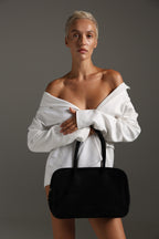 Geantă dama piele naturală de căprioară Étape Roma Black Suede