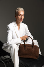 Geantă dama piele naturală de căprioară Étape Roma Milk Chocolate Suede