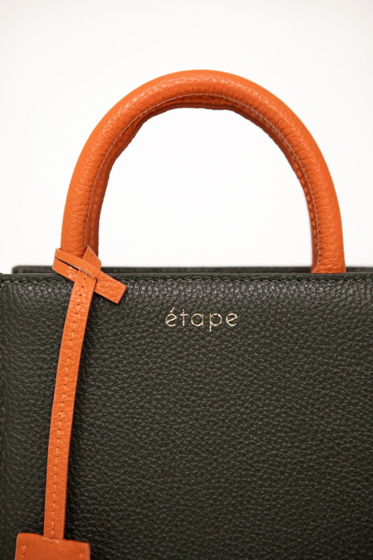Geantă dama piele naturală Étape TOY BAG 888 Haki / Portocaliu