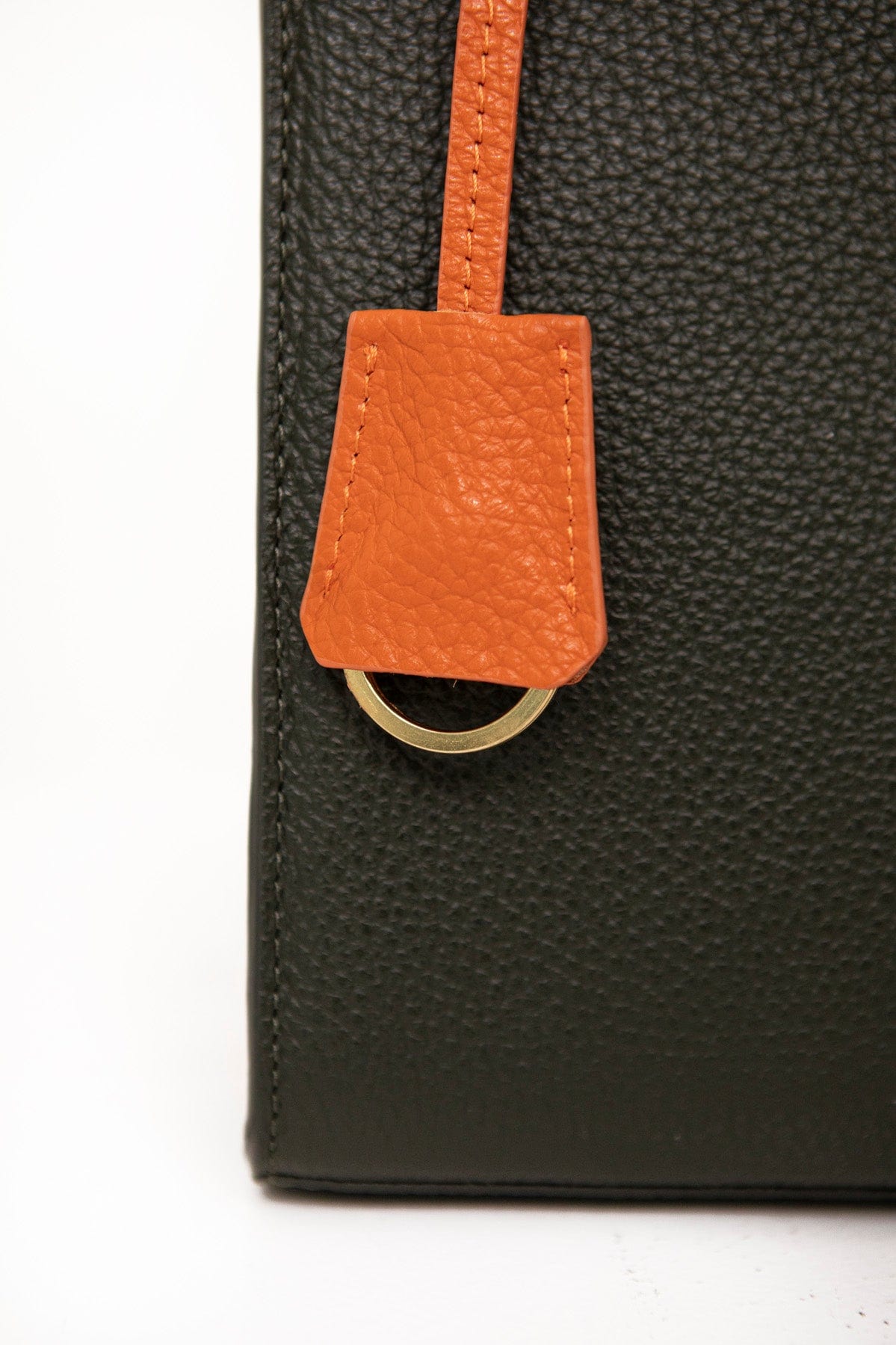 Geantă dama piele naturală Étape TOY BAG 888 Haki / Portocaliu