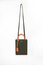 Geantă dama piele naturală Étape TOY BAG 888 Haki / Portocaliu
