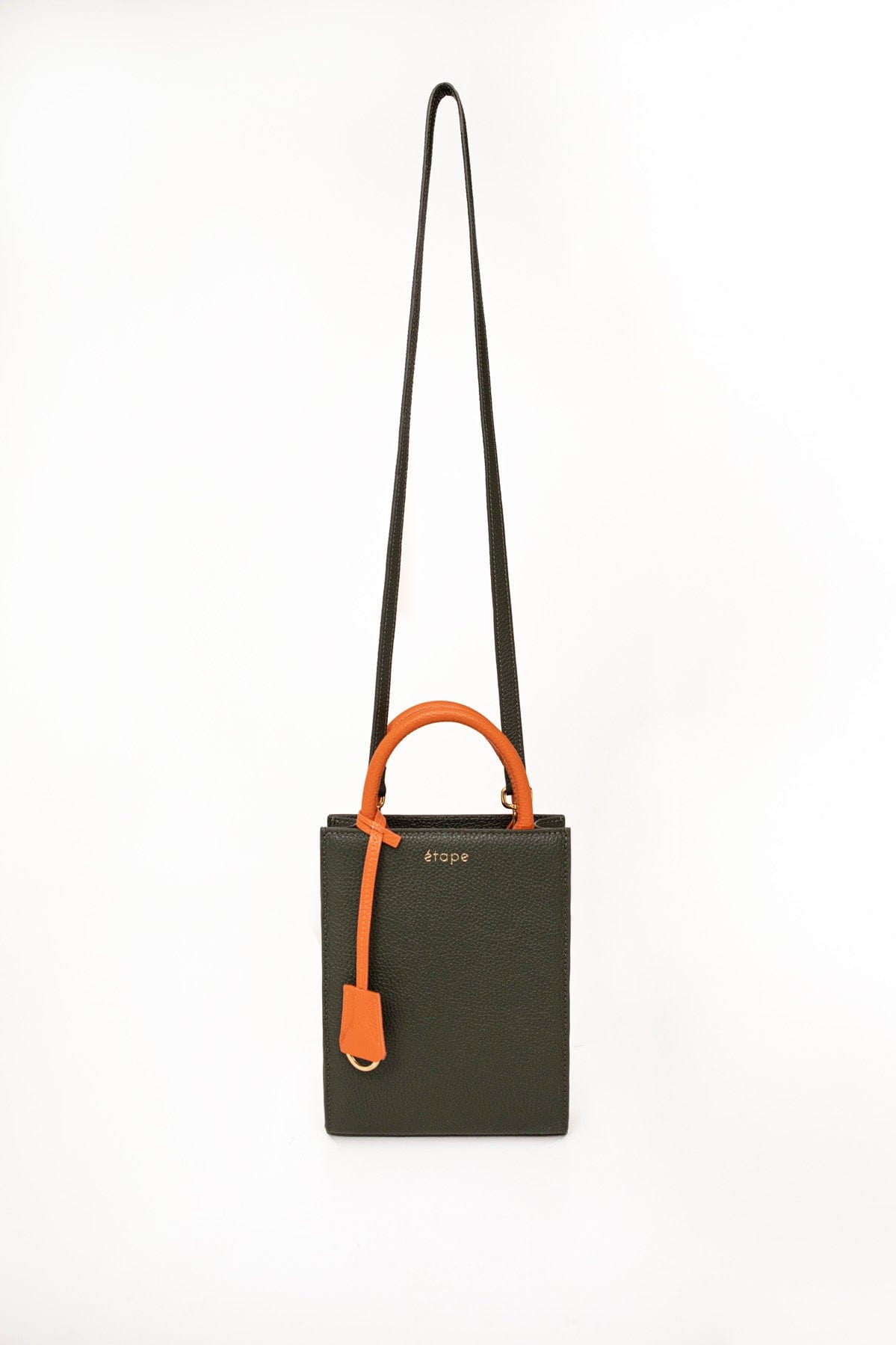 Geantă dama piele naturală Étape TOY BAG 888 Haki / Portocaliu