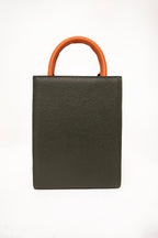 Geantă dama piele naturală Étape TOY BAG 888 Haki / Portocaliu
