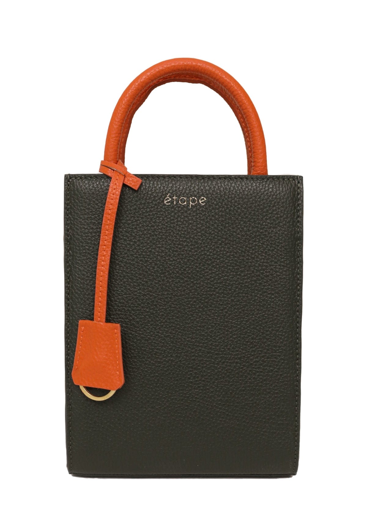 Geantă dama piele naturală Étape TOY BAG 888 Haki / Portocaliu