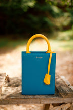 Geantă dama piele naturală Étape TOY BAG 888 BY Albastru / Galben