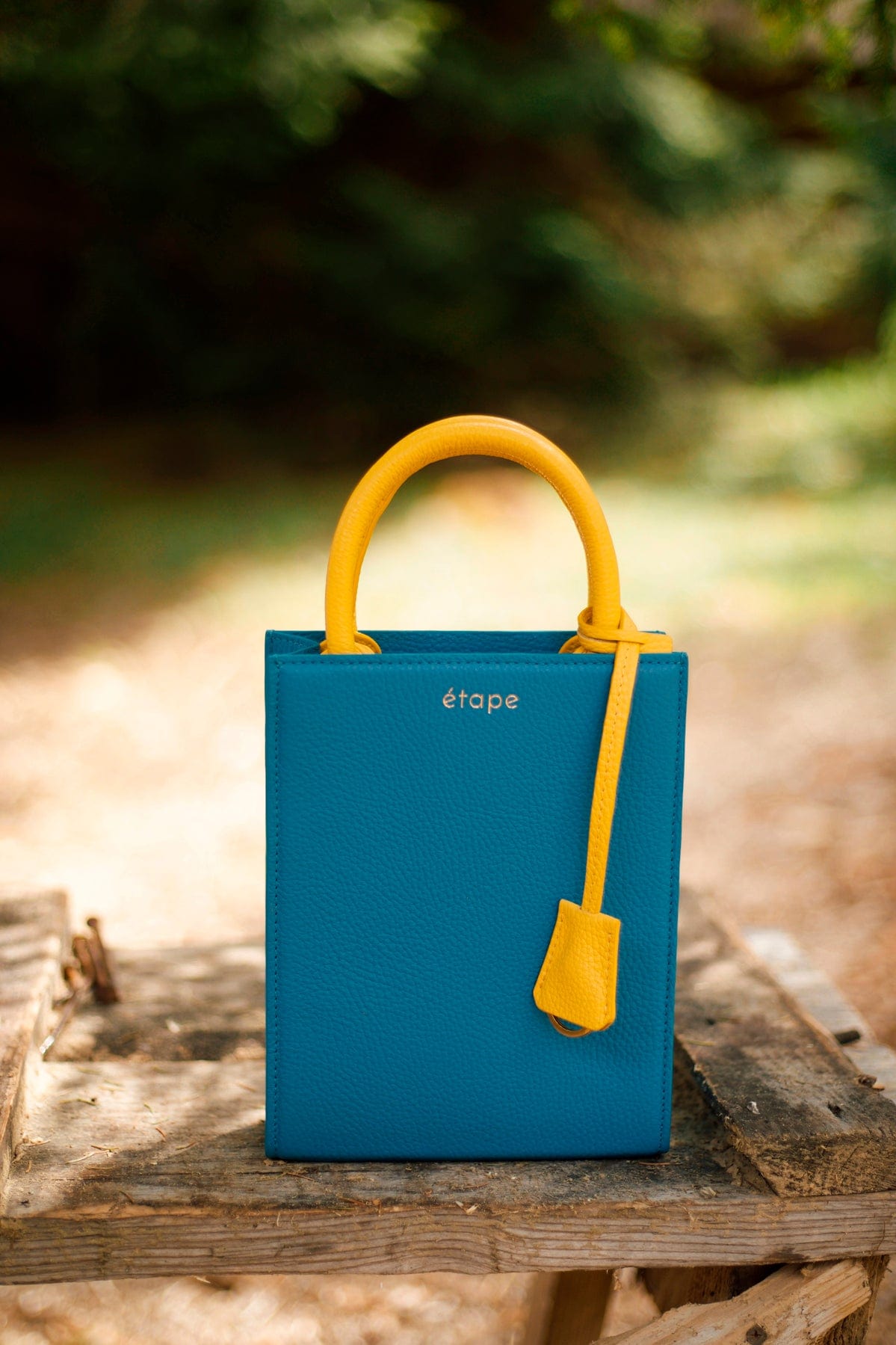 Geantă dama piele naturală Étape TOY BAG 888 BY Albastru / Galben