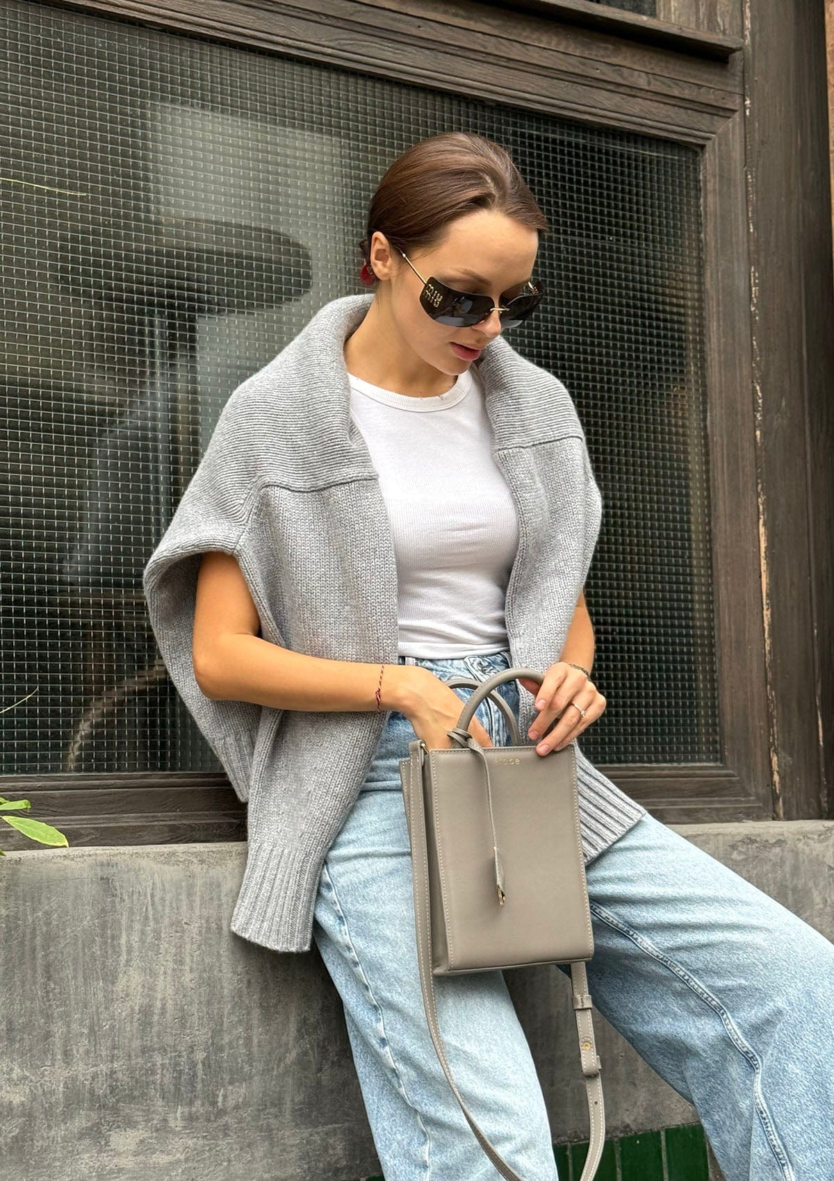 Geantă dama piele naturală Étape TOY BAG 888 Grey Nappa Gri