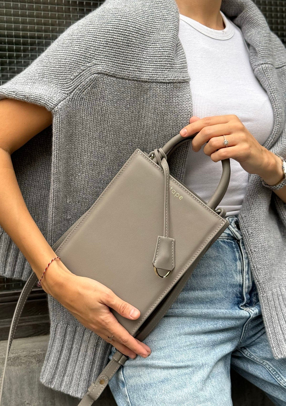 Geantă dama piele naturală Étape TOY BAG 888 Grey Nappa Gri