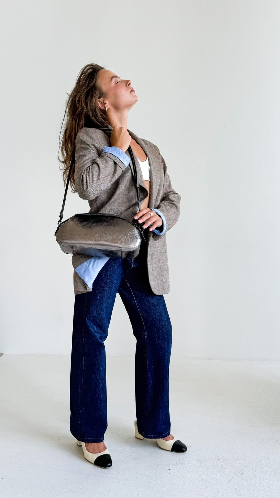 Geantă dama piele naturală Étape Venice Argentum Glitter