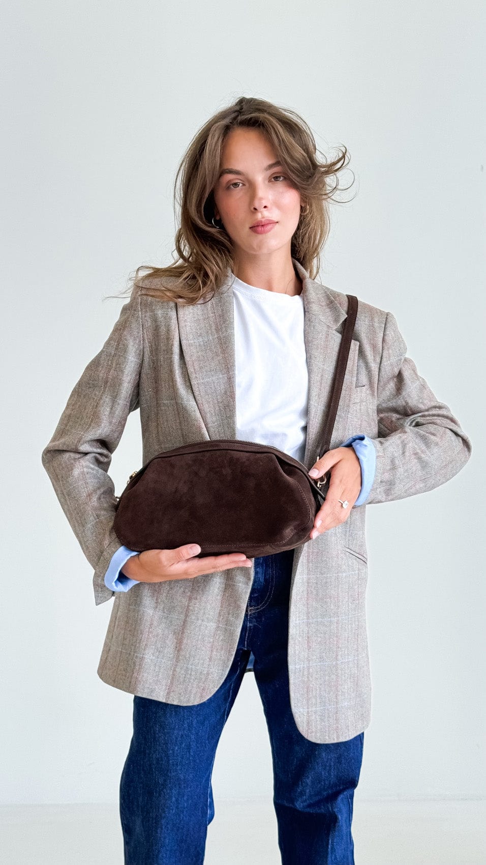 Geantă dama piele naturală de căprioară Étape Venice Chocolate Suede