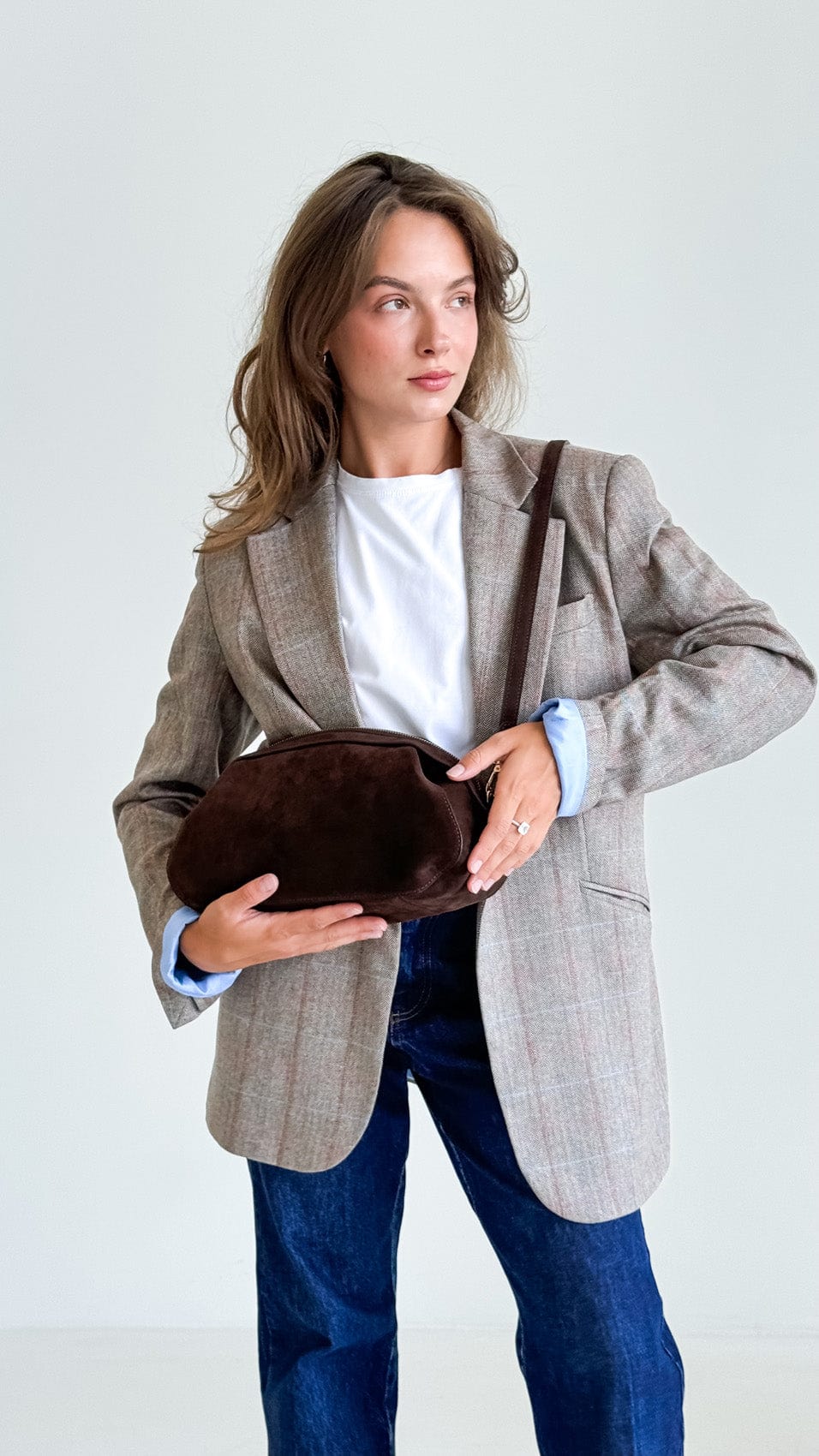 Geantă dama piele naturală de căprioară Étape Venice Chocolate Suede