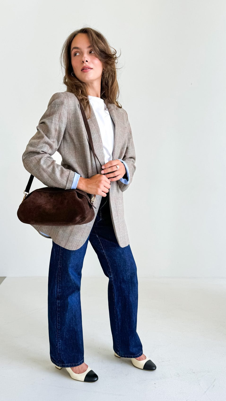 Geantă dama piele naturală de căprioară Étape Venice Chocolate Suede